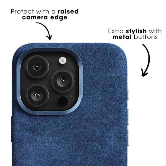 iPhone 16 Pro – Alcantara-Hülle – Meerblau