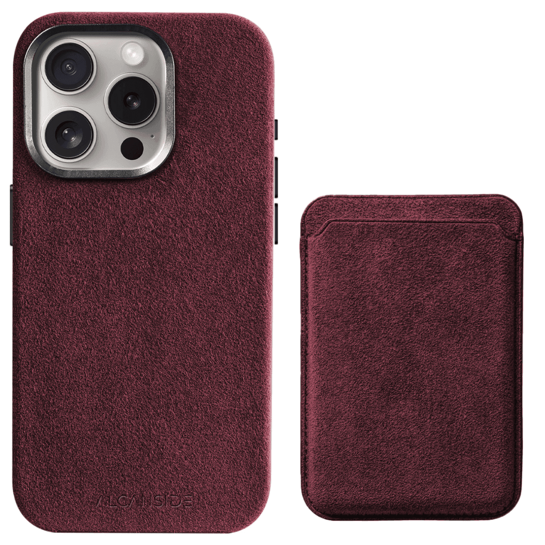 iPhone Alcantara Case + MagSafe Wallet - Red - Alcanside